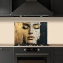 Abstract - Goud - Gezicht - Lippen keuken achterwand spatscherm klein -sfeer1