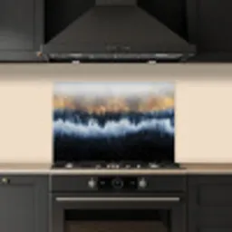 Abstract - Goud - Luxe - Blauw keuken achterwand spatscherm klein -sfeer1