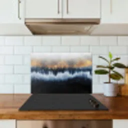 Abstract - Goud - Luxe - Blauw keuken achterwand spatscherm klein -sfeer2