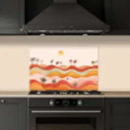 Abstract landschap - Palmbomen - Kleurrijk keuken achterwand spatscherm klein -sfeer1