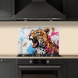 Abstract - Luipaard - Kleurrijk keuken achterwand spatscherm klein -sfeer1