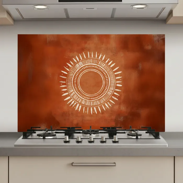 Abstract - Lijnen - Zonnestralen - Roodbruin keuken achterwand spatscherm klein -3d_website