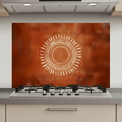 Abstract - Lijnen - Zonnestralen - Roodbruin keuken achterwand spatscherm klein -3d_website