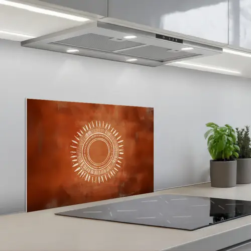Abstract - Lijnen - Zonnestralen - Roodbruin keuken achterwand spatscherm klein -3d_schuin