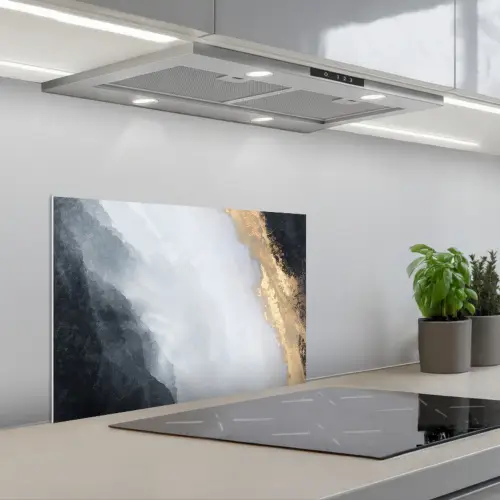 Abstract - Verf - Goud - Zwart - Marmer keuken achterwand spatscherm klein -3d_schuin
