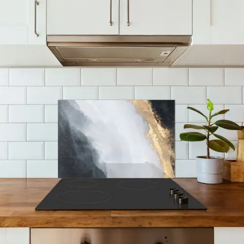 Abstract - Verf - Goud - Zwart - Marmer keuken achterwand spatscherm klein -sfeer2