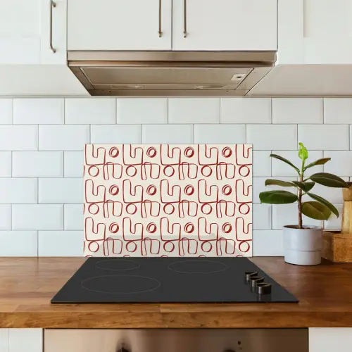 Abstract - Patroon - Beige - Rood keuken achterwand spatscherm klein 900 -sfeer2