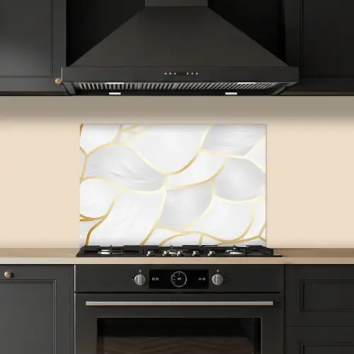 Abstract patroon met gouden lijnen keuken achterwand spatscherm klein -sfeer1