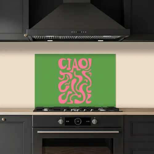 Abstract - Roze - Ciao - Vormen keuken achterwand spatscherm klein -sfeer1