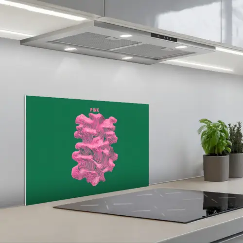 Abstract - Pink - Lijnen - Groen keuken achterwand spatscherm klein -3d_schuin