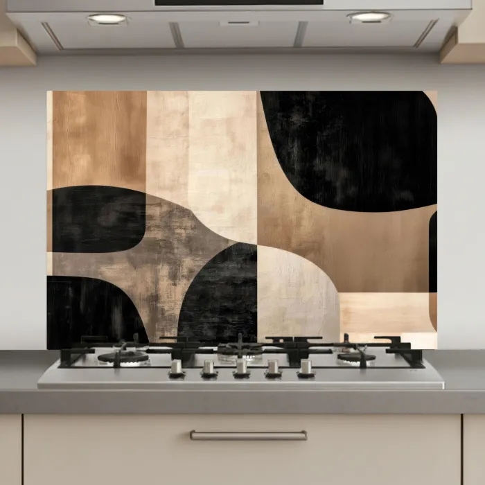 Abstract - Vlakken - Zwart - Rond keuken achterwand spatscherm klein -3d_website