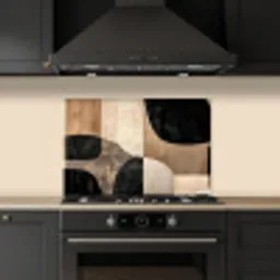 Abstract - Vlakken - Zwart - Rond keuken achterwand spatscherm klein -sfeer1