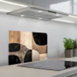 Abstract - Vlakken - Zwart - Rond keuken achterwand spatscherm klein -3d_schuin