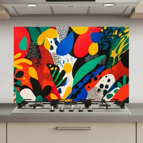 Abstract - Planten - Vormen - Kleurrijk keuken achterwand spatscherm klein -3d_website