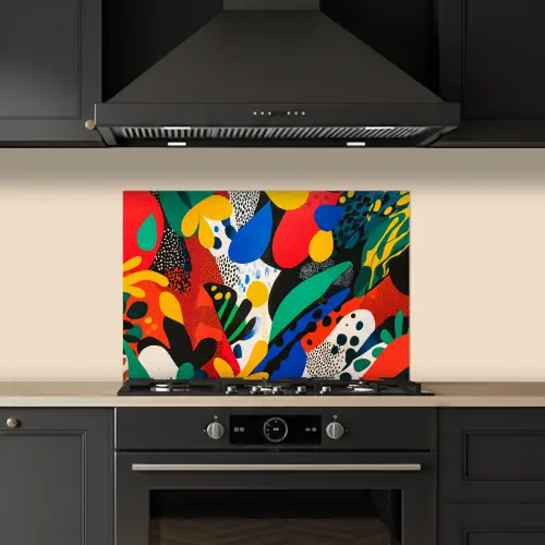 Abstract - Planten - Vormen - Kleurrijk keuken achterwand spatscherm klein -sfeer1