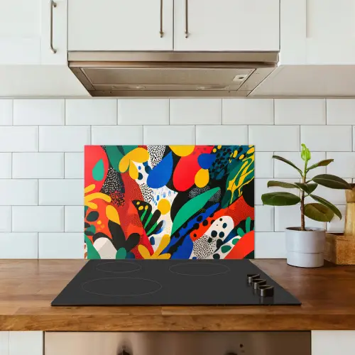 Abstract - Planten - Vormen - Kleurrijk keuken achterwand spatscherm klein -sfeer2
