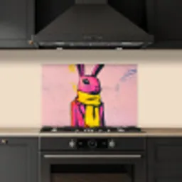 Abstract - Konijn - Sjaal - Geel keuken achterwand spatscherm klein -sfeer1