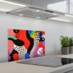 Abstract - Vormen - Kleuren - Stippen keuken achterwand spatscherm klein -3d_schuin