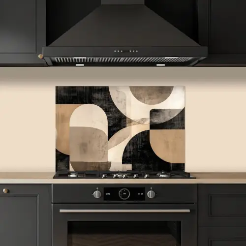 Abstract - Vormen - Modern - Beige keuken achterwand spatscherm klein -sfeer1