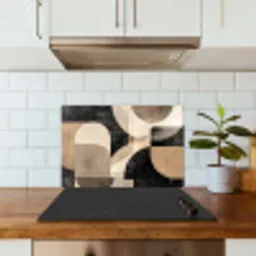 Abstract - Vormen - Modern - Beige keuken achterwand spatscherm klein -sfeer2