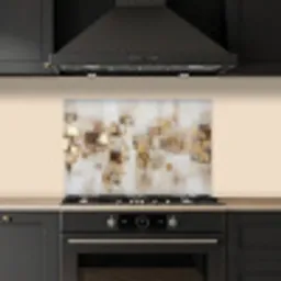 Abstracte vierkanten - Aardetonen - Mistig keuken achterwand spatscherm klein -sfeer1