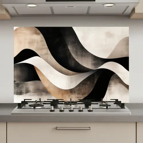 Abstract - Golven - Zwart - Verweerd keuken achterwand spatscherm klein -3d_website