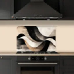 Abstract - Golven - Zwart - Verweerd keuken achterwand spatscherm klein -sfeer1