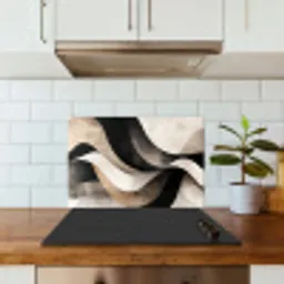 Abstract - Golven - Zwart - Verweerd keuken achterwand spatscherm klein -sfeer2