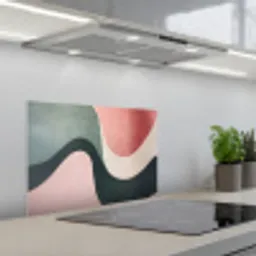 Abstract - Golven - Sierlijk - Roze keuken achterwand spatscherm klein -3d_schuin