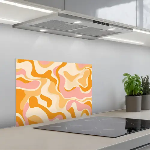 Abstract - Golvend - Oranje keuken achterwand spatscherm klein -3d_schuin