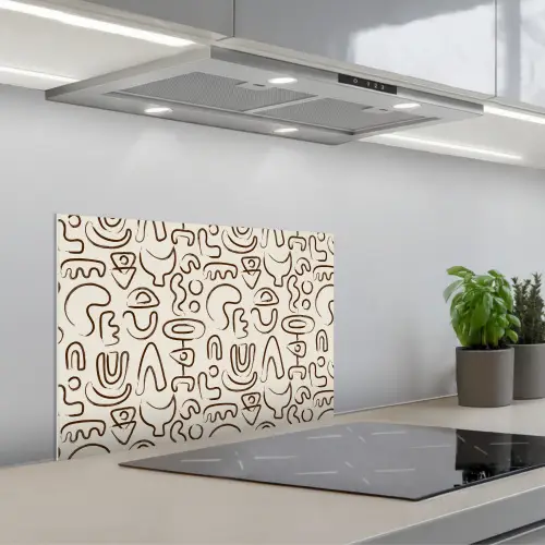 Abstract - Beige - Patroon - Donkerbruin keuken achterwand spatscherm klein 900 -3d_schuin