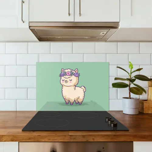 Alpaca - Groen - Bloemendiadeem keuken achterwand spatscherm klein -sfeer2