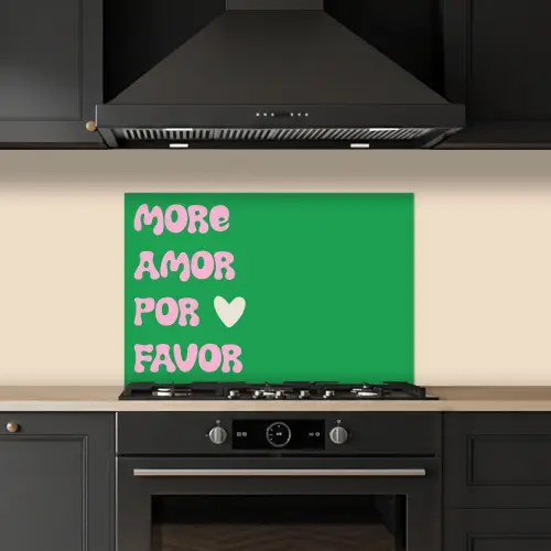 Amor - Valentijn - Groen - Tekst keuken achterwand spatscherm klein -sfeer1
