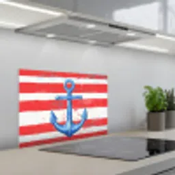 Anker - Verfspatten - Rood - Blauw keuken achterwand spatscherm klein -3d_schuin