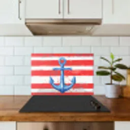 Anker - Verfspatten - Rood - Blauw keuken achterwand spatscherm klein -sfeer2