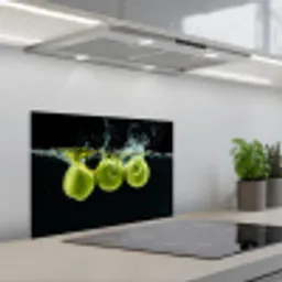 Appels - Fruit - Water - Zwart - Groen keuken achterwand spatscherm klein -3d_schuin