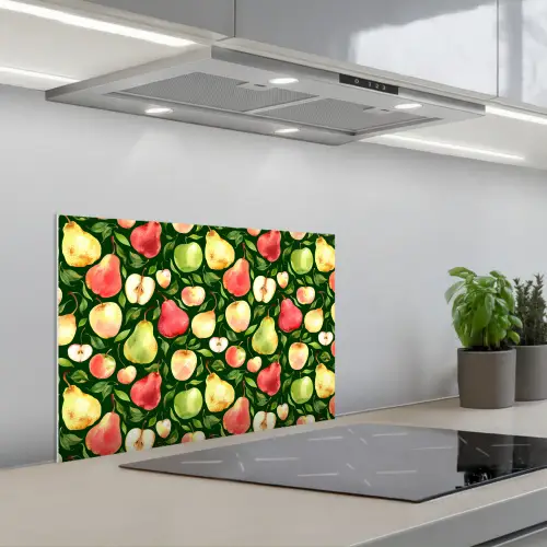 Appels - Peren - Fruit - Groen keuken achterwand spatscherm klein 900 -3d_schuin