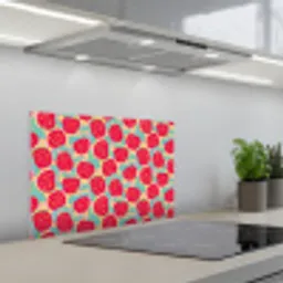 Appels - Rood - Stippen keuken achterwand spatscherm klein 900 -3d_schuin