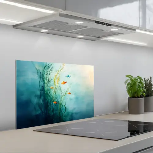 Waterplanten - Vissen - Kleurrijk - Water keuken achterwand spatscherm klein -3d_schuin