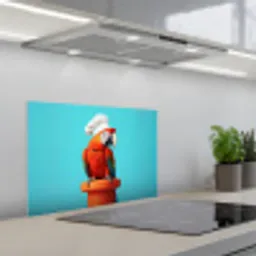 Ara - Koksmuts - Sokkel - Grappig keuken achterwand spatscherm klein -3d_schuin