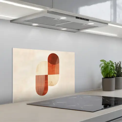 Bogen - Beige - Vormen keuken achterwand spatscherm klein -3d_schuin