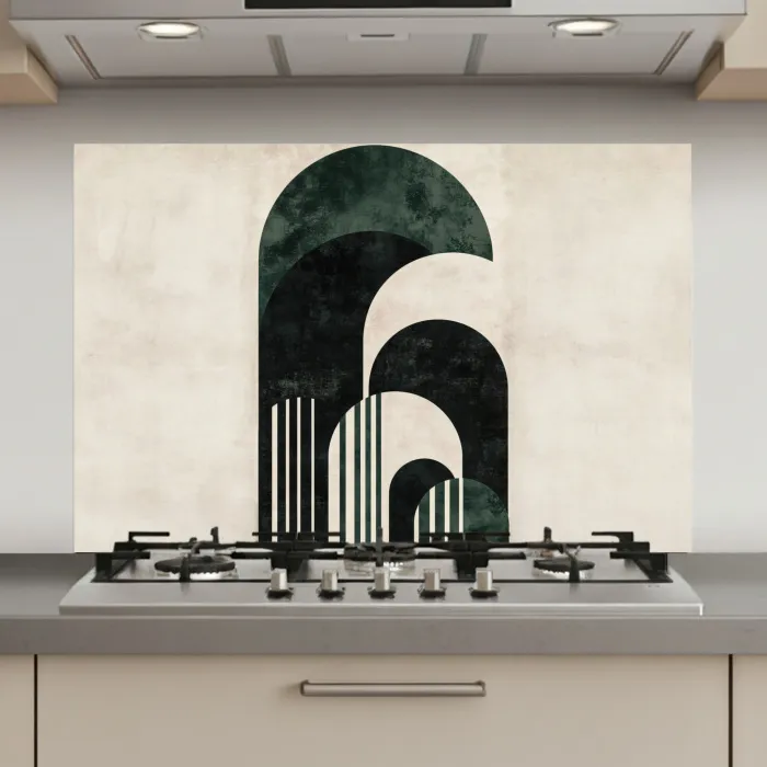 Bogen - Donkergroen - Lijnen keuken achterwand spatscherm klein -3d_website