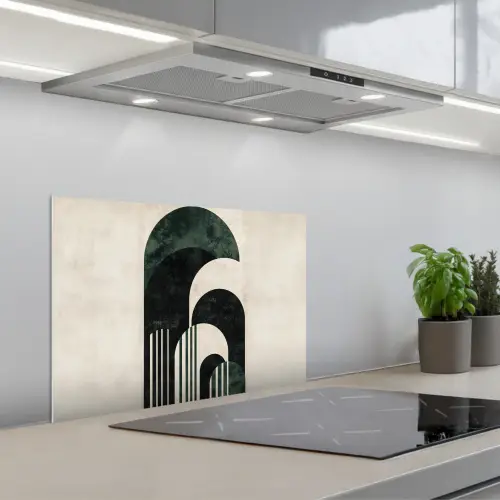 Bogen - Donkergroen - Lijnen keuken achterwand spatscherm klein -3d_schuin