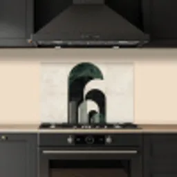 Bogen - Donkergroen - Lijnen keuken achterwand spatscherm klein -sfeer1