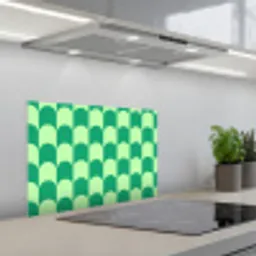 Bogen - Groen - Gestapeld keuken achterwand spatscherm klein 900 -3d_schuin