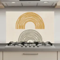 Bogen - Lijnen - Oranje - Minimalistisch keuken achterwand spatscherm klein -3d_website