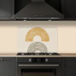 Bogen - Lijnen - Oranje - Minimalistisch keuken achterwand spatscherm klein -sfeer1