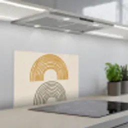 Bogen - Lijnen - Oranje - Minimalistisch keuken achterwand spatscherm klein -3d_schuin
