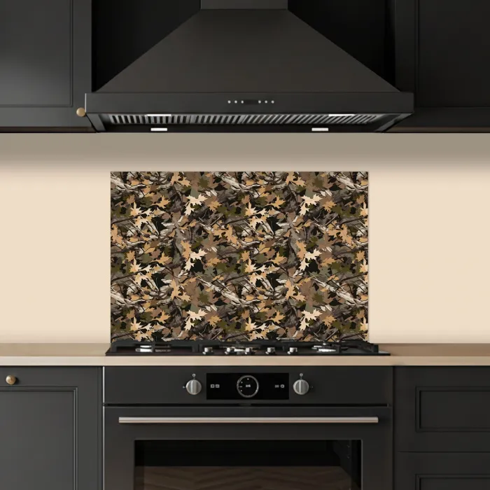 Herfst - Bladeren - Camouflage keuken achterwand spatscherm klein 900 -sfeer1