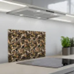 Herfst - Bladeren - Camouflage keuken achterwand spatscherm klein 900 -3d_schuin